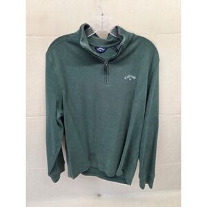 Callaway Mens Quarter Zip Golf Pullover Sweater Green Size Medium Long Sleeve